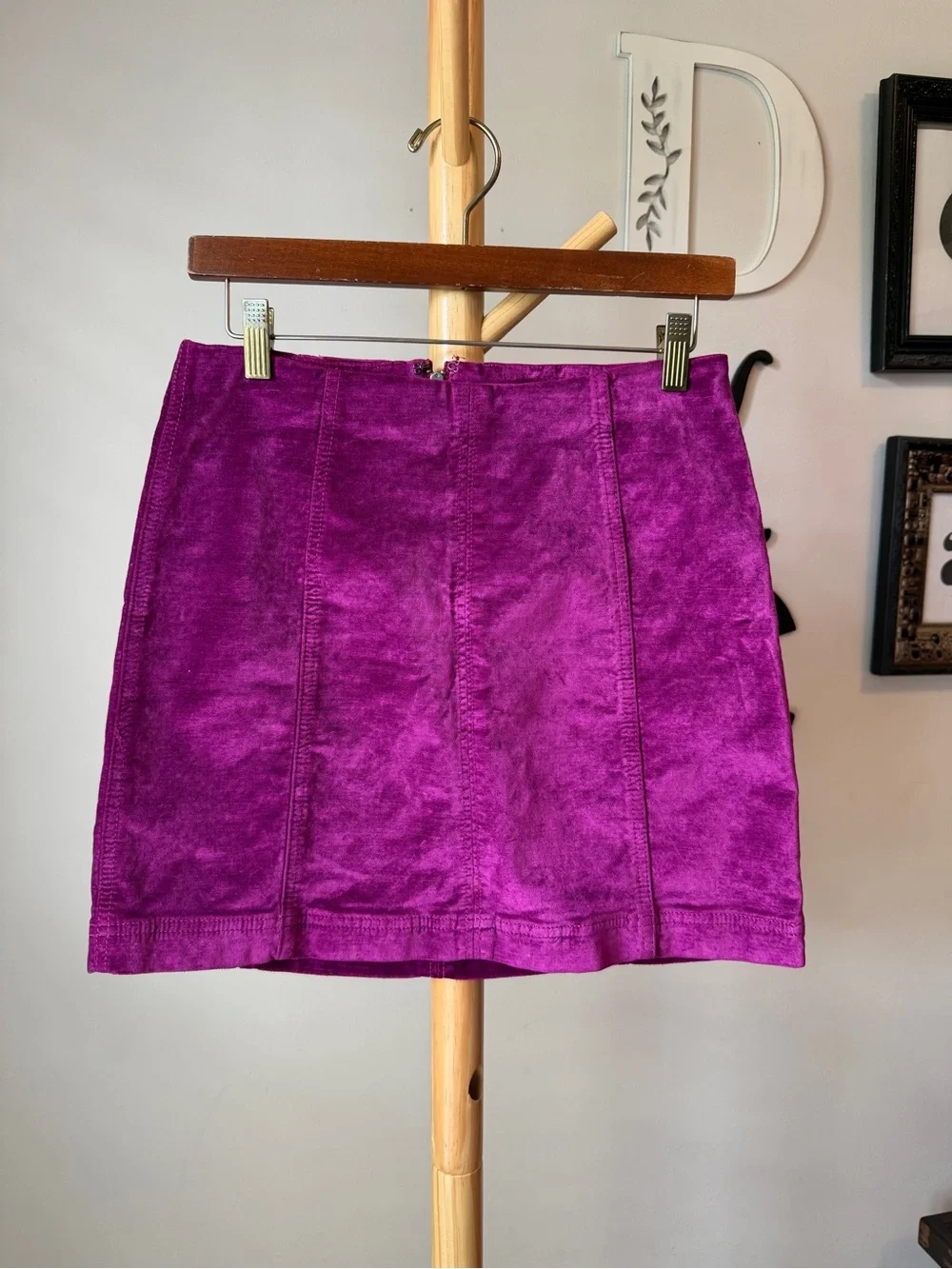 Free People Modern Femme Velvet Mini Skirt Raspberry Size 6